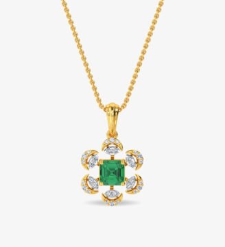 Esra Floral Diamond Pendant Set White Gold