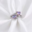 Aurora Double Heart 925 Sterling Silver Cubic Zirconia Ring wrapped in material