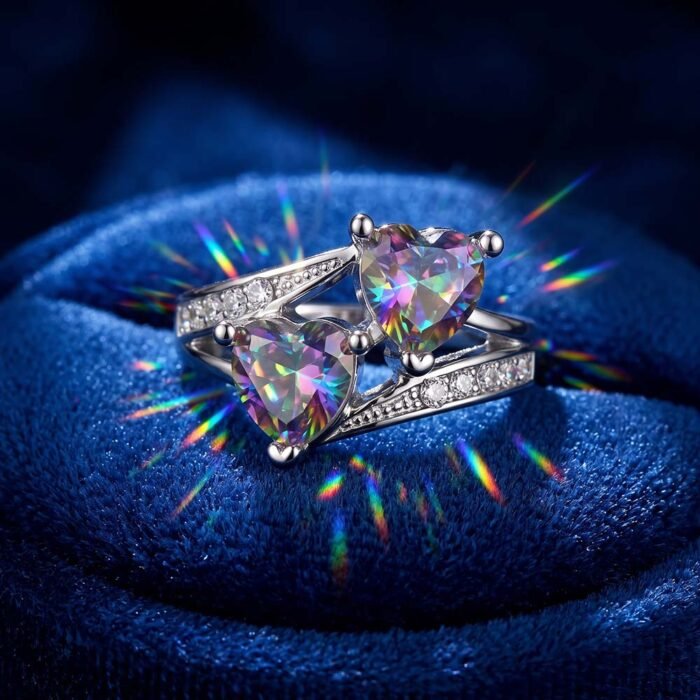 Aurora Double Heart 925 Sterling Silver Cubic Zirconia quality affordable jewelry Aurora Double Heart 925 Sterling Silver Cubic Zirconia quality affordable jewelry
