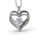 Stainless Steel I Love You Always and Forever Heart Pendant Necklace with Brilliant Cubic Zirconia