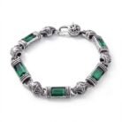 Vintage Unisex 925 Sterling Silver Bracelet with Emerald Green Crystal Accents quality cheap jewelry